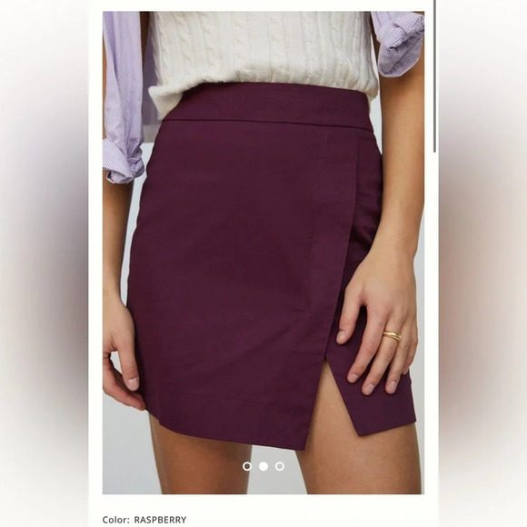 NWT raspberry (purple) Anthropologie Porridge Structured-Mini Skirt size xl - Picture 2 of 6